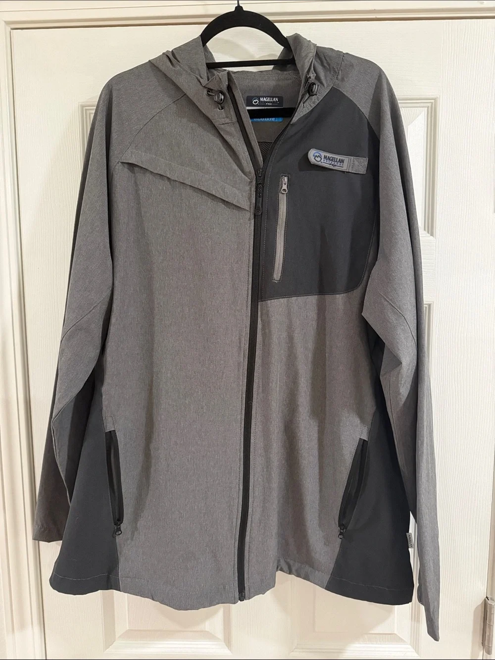 Magellan Outdoors Two-Tone Hooded Performance Jacket - Gray & Charcoal